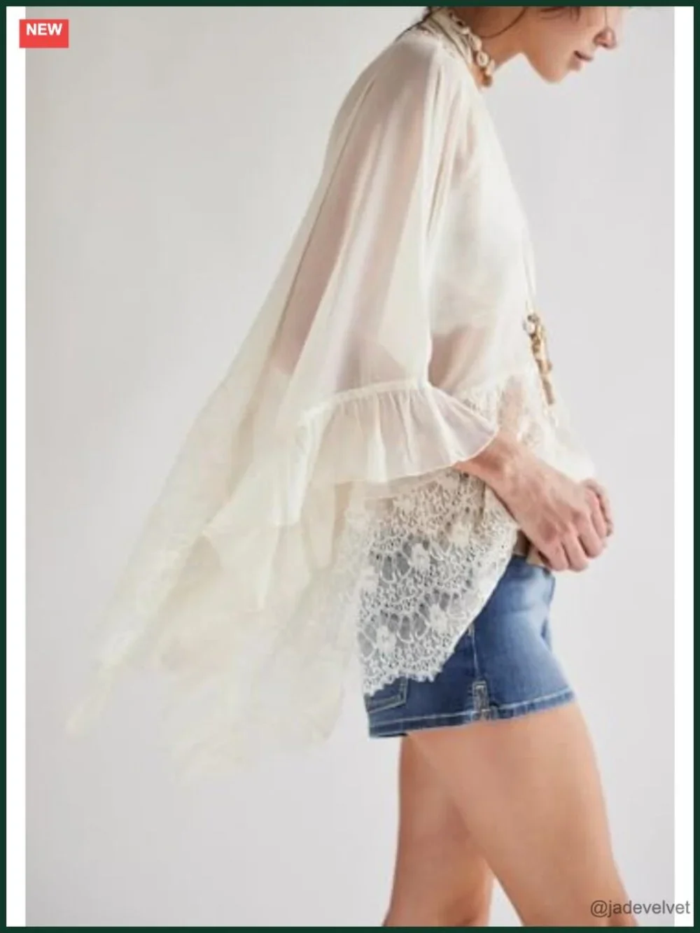 Sheer Lace Cover Up Poncho Blouse Batwing Sleeve Boho Beach Tunic Shirt